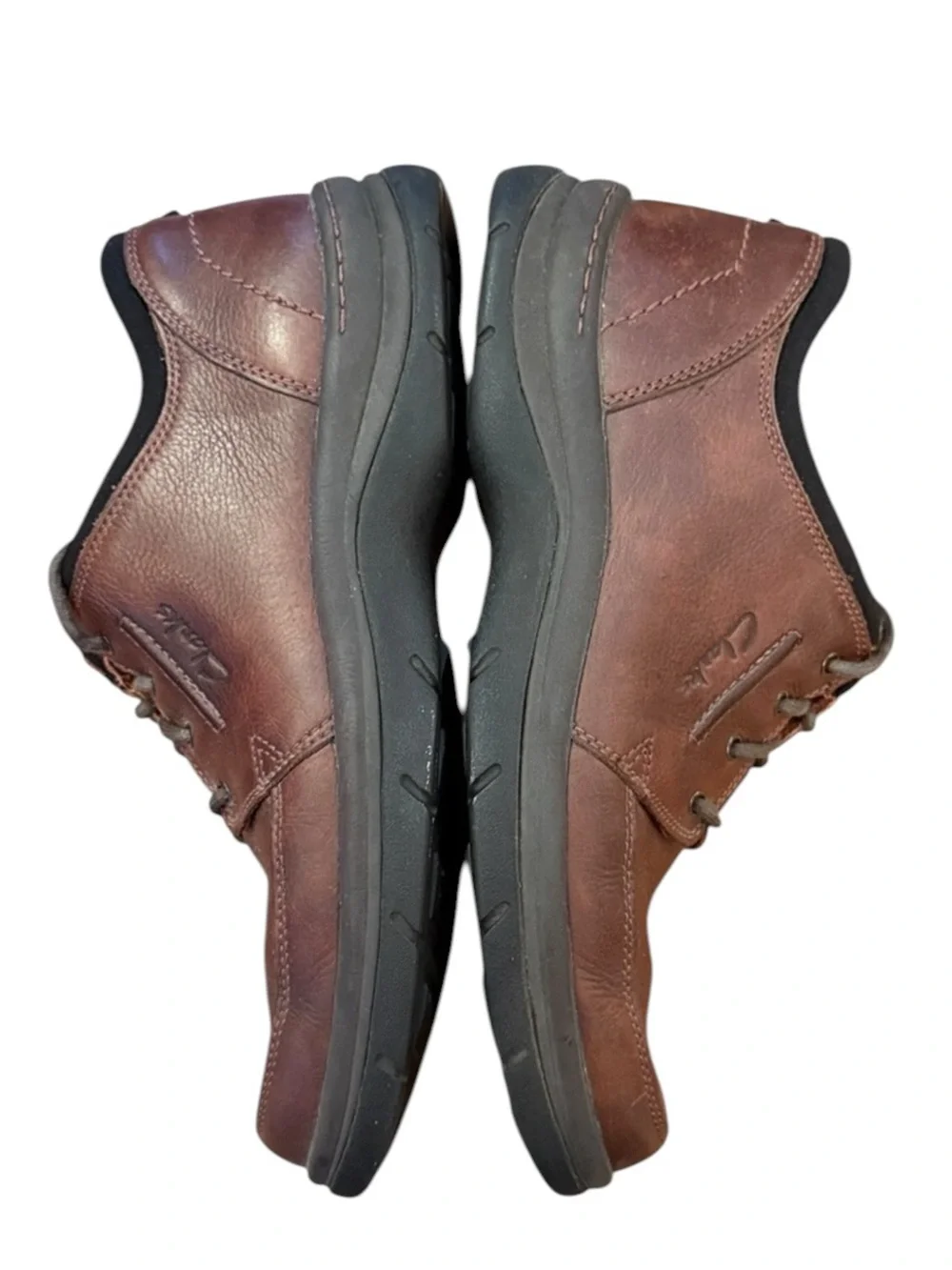 Clarks Travel Trek Men’s 10 Brown Leather Walking Comfort Oxford Shoes